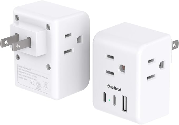 2 Pack US to Japan Plug Adapter, 2 Prong to 3 Prong Outlet Adapter with 3 Outlets 3 USB Ports(2 USB C), Type A Travel Power Converter Plug Adaptor for USA to Japanese Canada Mexico Philippines Peru