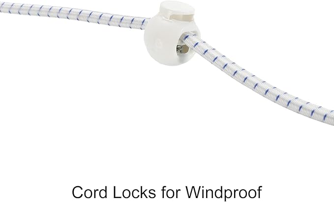 uxcell Travel Clothesline, Portable Clothesline with 12 Clothespins, 1.85M/6.07ft Windproof Stretchy Elastic Laundry Clothes Line for Backyard Hotel Camping Indoor Outdoor, White