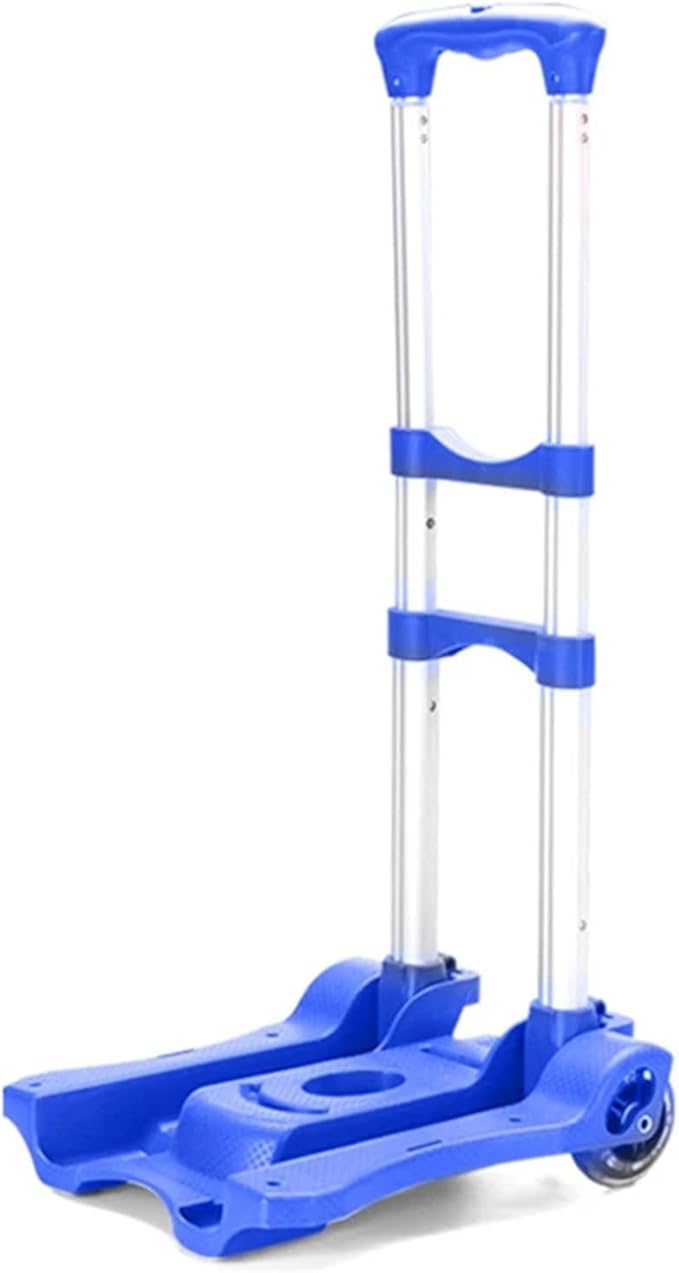 Heavy Duty Folding Hand Truck Portable Trolley for Travel Luggage Shopping & Home Use Foldable Cart with Wheels Blue Hand Sack Barrow