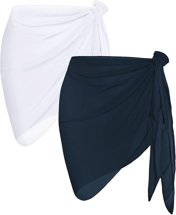 CHICGAL 2 Pieces Women Beach Sarong Bathing Suit Wrap Skirt Sheer Bikini Swimsuit Cover Ups for Swimwear