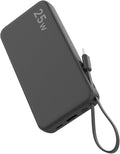 NOBIS Portable Charger 10000mAh 25W Power Bank Fast Charging Battery Pack with Built-in Type-C Cable, USB-C in/Out, USB-A Output with LED Display for Phone 17 S25