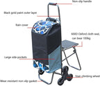 Heavy Du Trolley Bag 33L with Steel Handle 6 Wheels 100kg Capaci Removable Folding Seat - Perfect for market Travel nic and Stair Climbing