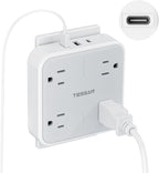 TESSAN Multi Plug Outlet Extender, Surge Protector Splitter with 3 USB (1 USB C Port) Wall Charger, Multiple Expander for Travel, Home, College Dorm Room