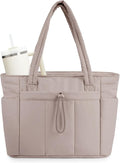 Wandering Nature Puffer Tote Bag with Cup Holder & Laptop Compartment & Trolley Sleeve for Travel, Work, Nurse, Women