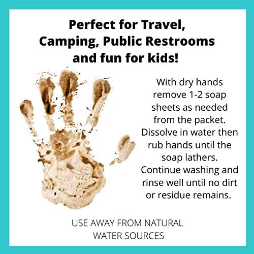 BORSALI Paper Soap Sheets for Traveling - Portable Paper Hand Soap for Hiking, Camping, Public Restrooms | Dissolvable Travel & Backpacking Gear (50 Sheets - Refill)