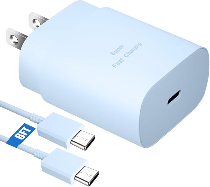 Super Fast Charger Type C,25W USB C Wall Charger Fast Charging Block &8Ft Cable Cord for Samsung Galaxy S26/S25/S24 Ultra/S24/S24+/ S23Ultra/S23/S23+/S22/S22 Ultra/S22+/S21 Ultra/S20 Ultra/Note 20/10