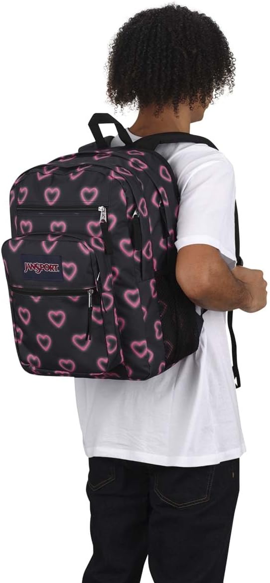 JanSport Laptop Backpack - Computer Bag with 2 Compartments, Ergonomic Shoulder Straps, 15” Laptop Sleeve, Haul Handle - Happy Hearts Black
