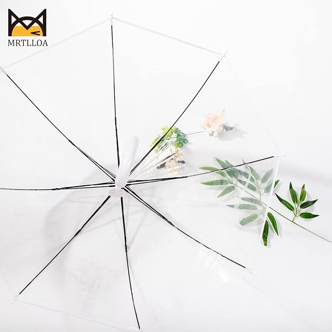 MRTLLOA Kids Clear Bubble Umbrella with an Easy Grip Curved Handle, Safety Transparent Dome Bubble Umbrella for Toddler Boys Girls