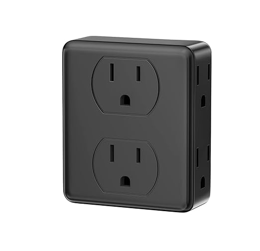 Outlet Extender, HICITY Multi Plug Outlet with 6 Electrical Outlets Adapter, 3-Prong Wall Outlet Tap for Cruise Ship Home Office Dorm, Black (1 Pack)