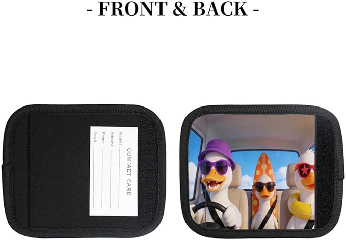 2 Pack Luggage Handle Wrap with Travel Tags - Non-Slip Protective Cover Soft Handle Grips Covers for Suitcase(Funny Ducks)