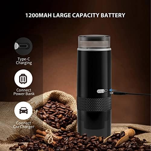 Portable Coffee Machine, Compact and Rechargeable, Extracts Delicious Pure Coffee, Compatible with for K Cup Capsules and Ground Coffee, Easy to Use for Travel and More