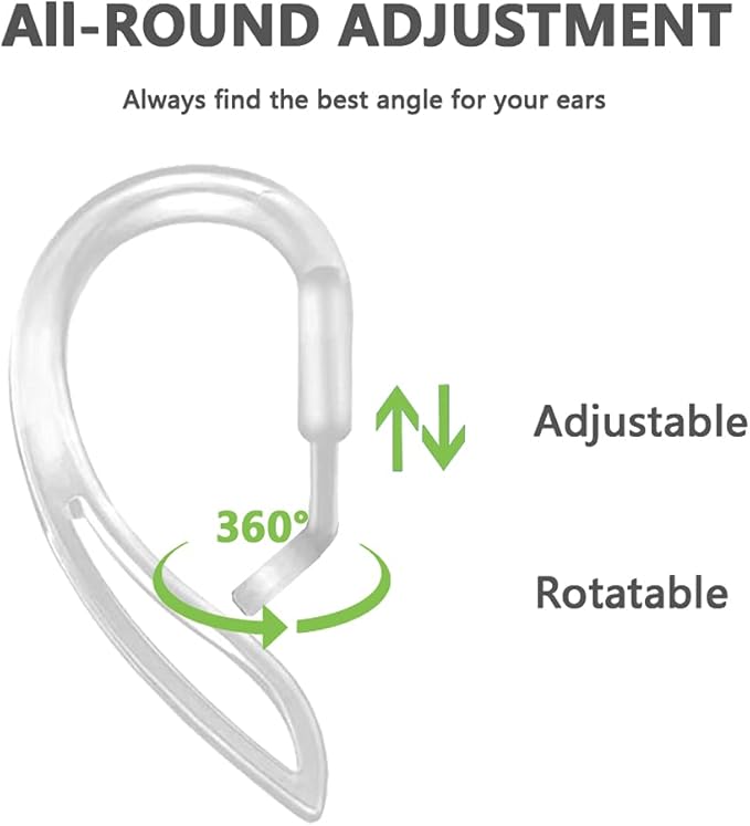 2 Pairs Ear Hooks Compatible with AirPods 3rd Generation [Multi-Dimensional Adjustable] Accessories Compatible with AirPods Pro AirPods 3 2 1 Gen(Transparent+Black)
