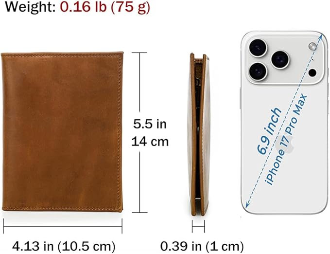 CONTACTS Full Grain Leather Passport Holder RFID Blocking Travel Passport Wallet Compatible with Airtag Passport Cover Case with 4 Cards Slots, Coin Pocket (Brown)