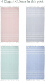 Cotton Turkish Beach Towel with Towels Oversized 36"x72" Pool Absorbent Extra Large Quick Dry Sand Travel Towel (Fresh Hues, 4 Pack)