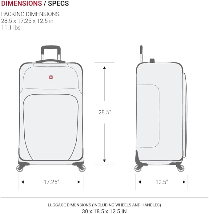 SWISSGEAR Sion Softside Expandable Spinner Luggage Durable Lightweight Travel Suitcase, Evergreen, Checked-Large 29-Inch
