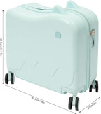 18" Kids Ride-On Suitcase,Children's Carry On Luggage Case,Rolling Luggage With Lock,Travel Trolley Case for Short Trips,School Trips,Outings (Mint Green)