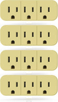 ELEGRP 2 to 3 Prong Grounded Triple Outlet Extender, 2-Prong to 3-Prong Adapter Converters for Wall Outlets, Portable Polarized Wall Plug Splitter with 3 AC Outlets, ETL Listed, 4 Pack
