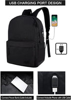 SUPACOOL Lightweight School Backpack with Pencil Pouch, Backpack for School Boys and Girls(Black backpack set)