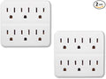 GoGreen Power Inc. (G-16000TW-2) 6-Outlet Tri-Tap Adapter, 6 Outlet Wall Tap Adapter, White, 2 Pack