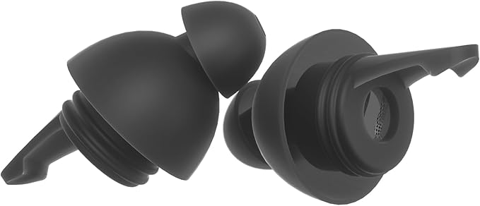 LYSIAN High Fidelity Concert Ear Plugs, 23dB Noise Reduction Musician Earplugs for Concerts, Festivals & Raves, Reusable Soft Earplugs with Aluminum Case, 2 Pairs Black
