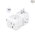TROND 2 to 3 Prong Outlet Splitter 2 Pack, 3 Way Plug Extender with 360 Rotating Plug, US to Japan Power Adapter for Travel, 3 Prong Adapter for Non-grounded Outlet in Old House