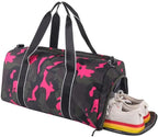 mezhsa Kids Overnight Duffle Bag Girls Boys Sports Gym Bag with Shoe Compartment Wet Pocket Camouflage travel bag (Ping)