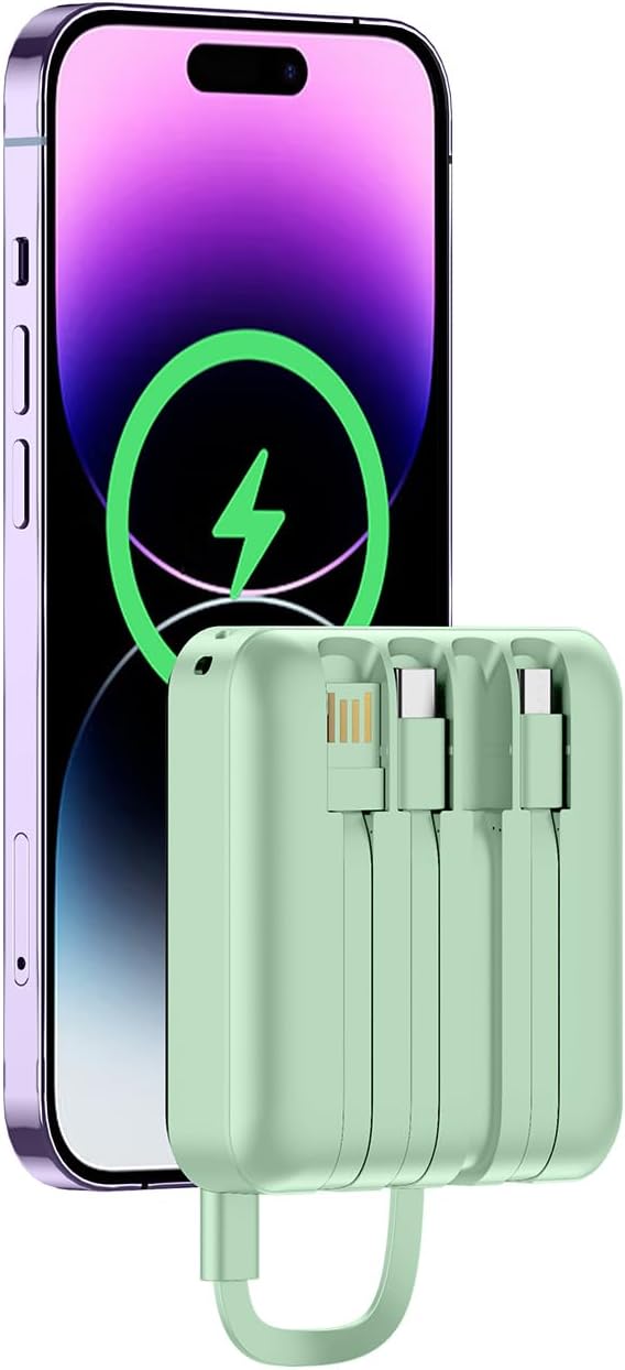 ummz Portable Charger with Built-in Cable,12000mAh 22.5W Fast Charging Small Power Bank,USB C Input/Output with Smart LED Display,External Battery Pack for iPhone,Tablet,Samsung