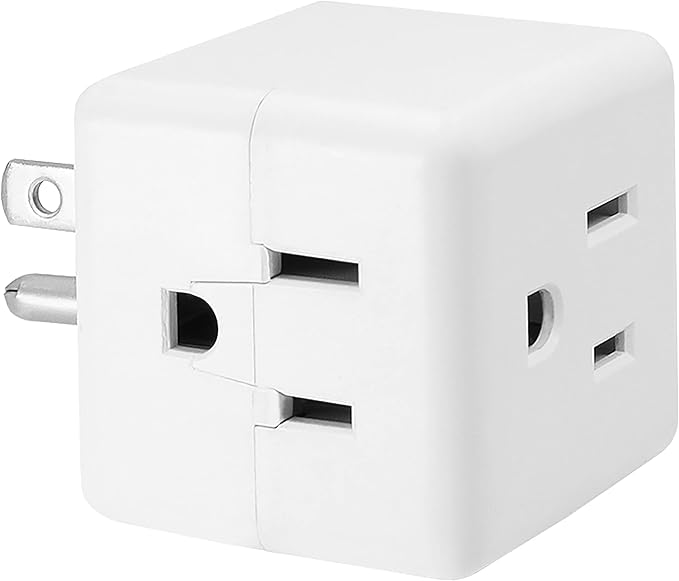 Maxxima 3 Outlet Cube Adapter Wall Plug - Grounded Electrical Wall Tap Outlet Splitter, Multi-Plug Extender for Extra Space, Convenient for Travel - 4 Pack