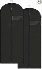 Dress Bags for Gowns Long, 60'' Garment Bags for Hanging Clothes, Suit Bag Cover for Storage and Travel, 2 Pack (Black)