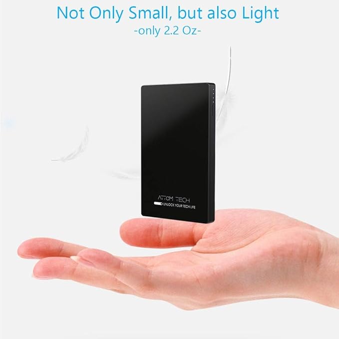 Dual USB Output Super Slim Power Bank Ultra Thin, 3000mAh Portable Charger Mini External Phone Battery Pack Small Dual Outlet, Emergency Phone Power Backup (Black)