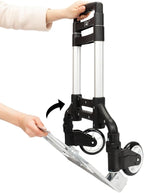 Aluminum Folding Hand Trucks, Foldable Roller Shopping Trolley Collapsible 2 Wheel Trolley Expandable Large Chassis Foldable intoBackpack for Moving Travel Shopping Airport Office,Black