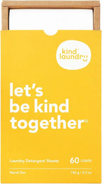 Kind Laundry Detergent Sheets – 60 Loads Neroli Zen, EWG Verified, No Residue After Wash, Eco Plastic-Free Liquidless Laundry Soap, Non-Toxic Formula, for Sensitive Skin, Travel & Dorm Friendly