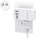 TROND 3 to 2 Prong Adapter with 360° Rotating Plug, 2 Prong Outlet Extender with 3 AC and 4 USB Ports, US to Japan Plug Adapter, Wall Outlet Splitter for Travel, Home, Cruise Essentials