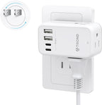 TROND 3 to 2 Prong Adapter with 360° Rotating Plug, 2 Prong Outlet Extender with 3 AC and 4 USB Ports, US to Japan Plug Adapter, Wall Outlet Splitter for Travel, Home, Cruise Essentials