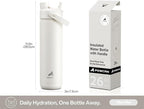 POWCAN 26 oz Insulated Water Bottle with 2-in-1 Straw and Spout Lid, Keep Cold 24H, Leak-Proof, Fits in Car Cup Holder, Stainless Steel Water Bottle for Sports, Travel, Gym, and School (Ivory)