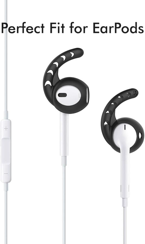 AhaStyle 3 Pairs AirPods Ear Hooks Cover Silicone Accessories Compatible with Apple AirPods and EarPods Headphones(Black)