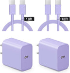 iPhone 17 16 15 Charger Fast Charging 10FT - 20W USB C Charger Block with 10FT Type C to C Cable Compatible with iPhone 17/17 Pro/17 Pro Max/Air/16/16e/15, iPad Pro, iPad Air (Purple)