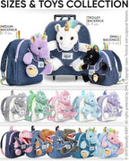 Naturally KIDS 【Upgraded】 Medium Backpack w Removable Purple Unicorn Toy for Girls Age 4-7 | Side&Inner Pockets, Reflective Logo, Sparkling Material | Unicorn Gifts for 5 Year Old Girls – Medium size