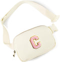 Gitus Personalized Gifts Birthday Gifts for Girls Fanny Pack Cross Body Bags with Initial Letter Preppy Stuff Gifts for Her Girlfriend Wife Sister Friends Mom (Ivory-C)