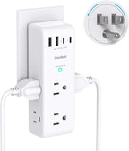 PD 20W Surge Protector Outlet Extender, Rotating Plug, One Beat 6 AC Multi Plug Outlet with 4 USB Ports (2 USB C), 1800J, 3-Sided Swivel Power Adapter with Spaced Outlet Splitter for Home Office Dorm
