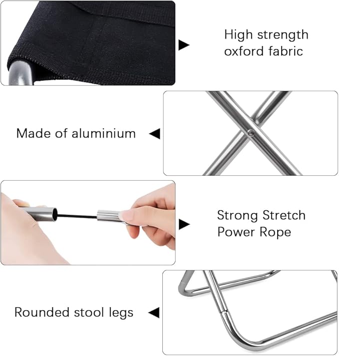 2Sets Portable Folding Camping Stool, Lightweight Camp Chair for Fishing Hiking, Compact Collapsible Travel Footstool for Outdoor, Beach, Backyard, Lawn,Picnic with Carry Bag,10.35" x 8.86"