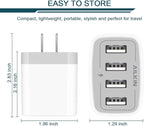 USB Charger Cube, Wall Charger Plug, AILKIN 4.8A 4-Muti Port USB Adapter Power Plug Charging Station Box Base Replacement for iPhone 15 14 13 12 16 Pro Max/X/17, iPad Samsung Phones Charging Block