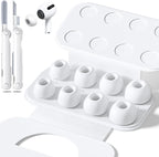 Inesore 4 Pairs Replacement Ear Tips for AirPods Pro 2nd/1st Generation with Portable Storage Box & Cleaner Pen,Noise Reduction Holewith & Built-in dust Guard Screen,Silicone EarTips(White)
