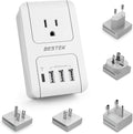 BESTEK Travel Adapter PD 35W, Universal Power Adapter 1 USB C 3 USB A, International Plug Adaptor Worldwide Outlet for US to European UK Spain - for Laptop, Phone, Camera