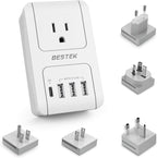 BESTEK Travel Adapter PD 35W, Universal Power Adapter 1 USB C 3 USB A, International Plug Adaptor Worldwide Outlet for US to European UK Spain - for Laptop, Phone, Camera