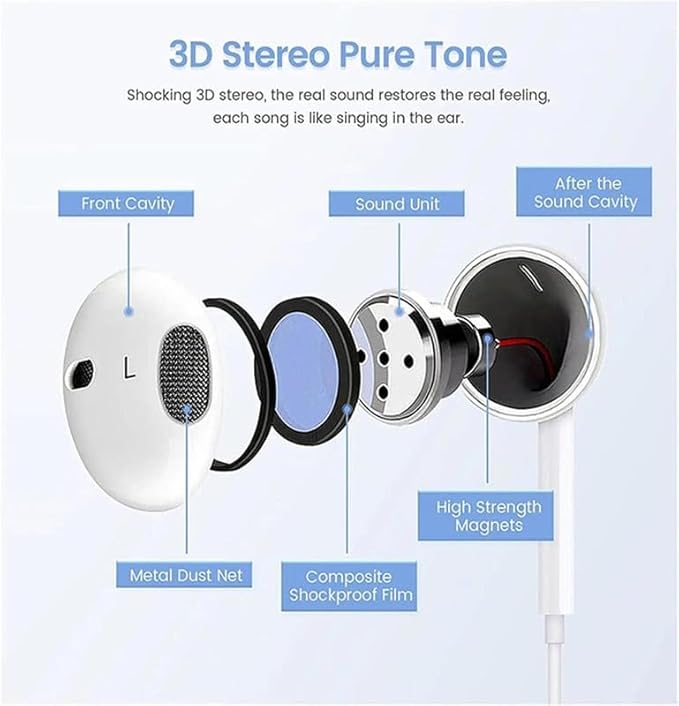 2 Packs for iPhone Headphones Wired Earbuds/Earphones with Built-in Microphone & Volume Control HiFi Stereo Nosie Reduction Compatible for iPhone 14 13 12 11 Pro Max XS XR X 8 7 6, Support All iOS