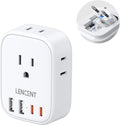 European Travel Plug Adapter, LENCENT US to Europe Type-C Foldable Power Plug with 4 Outlets 4 USB Ports (2 USB C), Power Adaptor for USA to EU Euro Iceland Spain Italy France Germany Greece Portugal