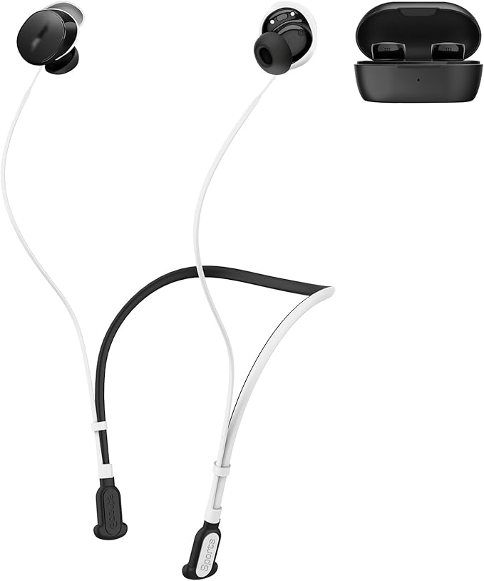Compatible for Bose QuietComfort Earbuds (2024) Strap, Skin-Friendly Silicone Sports Neckband Wire Cord, Wireless Headphone Anti-Lost Strap, Black with White