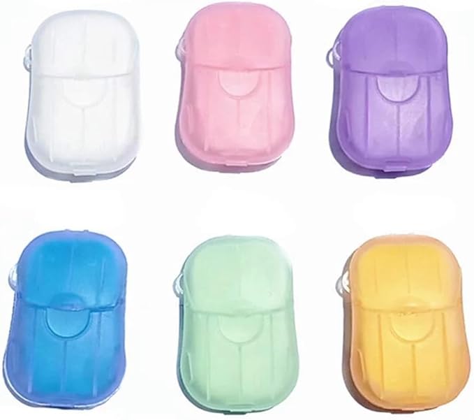 6Pcs Colorful Soap Sheets for Traveling,Portable Soap Paper, Effectively Cleans Stains, Suitable for BBQ, Camping, Hiking, Traveling，Personal Care， Camping Soap and Shampoo