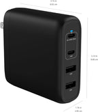 Amazon Basics 100W Four-Port GaN Wall Charger with 2 USB-C (100W, 18W) & 2 USB-A Ports (12W), PD 3.0, Foldable Plug, Portable Multi-Device Charging for Laptops, Tablets & Phones, Black